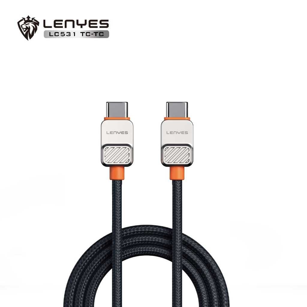 Cable Data LENYES LC531 Fast Charging 27W Lightning 60W Type C Charger Nylon Kabel Data Braided 1 Meter