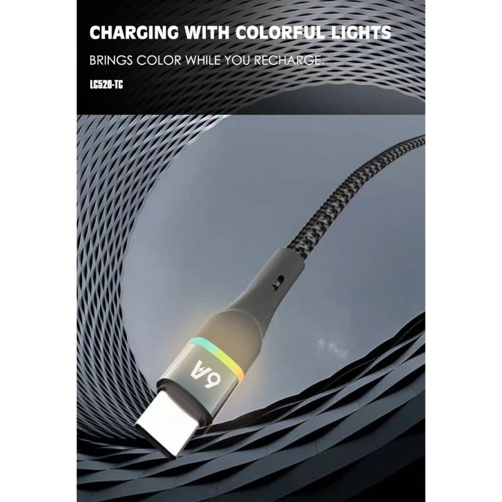 Kabel Data LENYES LC520 6A Fast Charging Universal Sync Data Cable Charger Nylon 1m