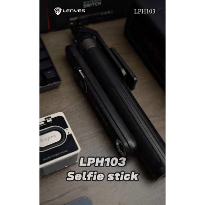 Tongsis Selfie LENYES LPH103  Stick Tripod Kamera HP With Remote Bluetooth Lampu LED Monopod Portable