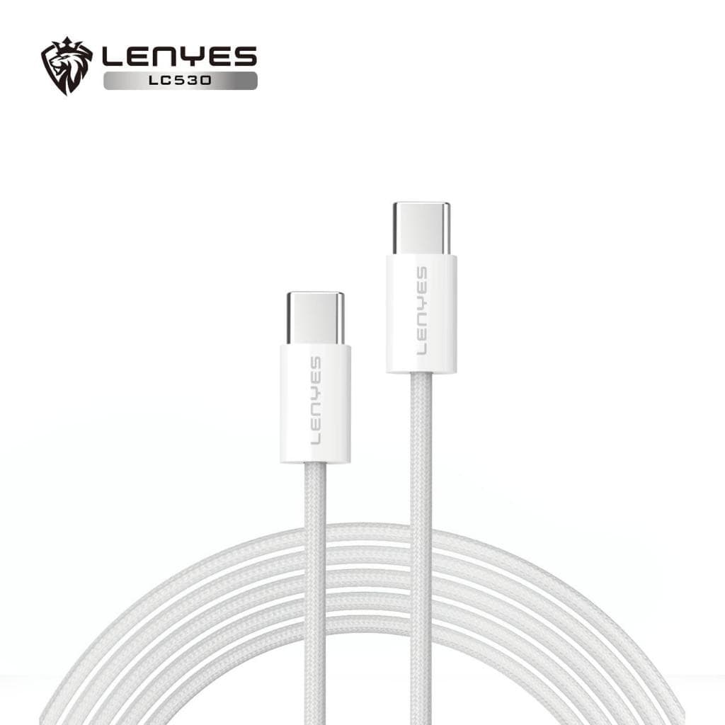 Kabel Data LENYES LC530 60W Fast Charging Type C To Type C Data Cable Charger Nylon Braided 2 Meter