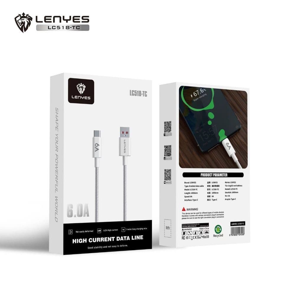 Kabel Data LENYES LC518 6A Fast Charging Universal Sync Data Cable Charger Nylon 1m