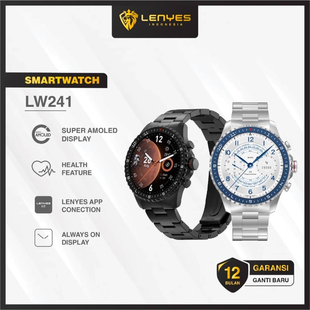 Jam Tangan LENYES LW241 Smartwatch 1.4 Amoled Sport Heart Blood Oxygen Wireless Charging