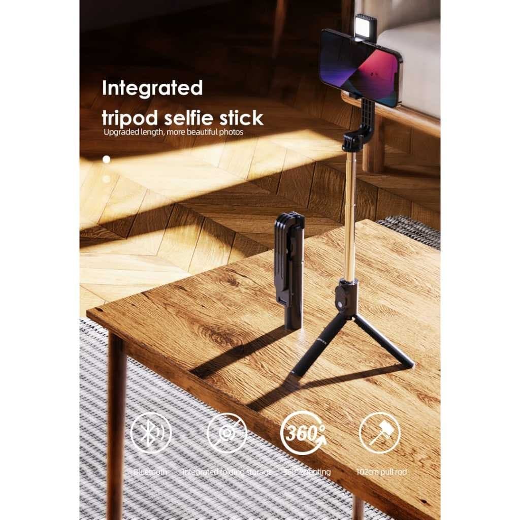 Tongsis Tripod Selfie LENYES LPH101 Kamera HP With Remote Bluetooth Lampu LED Stick Monopod Portable