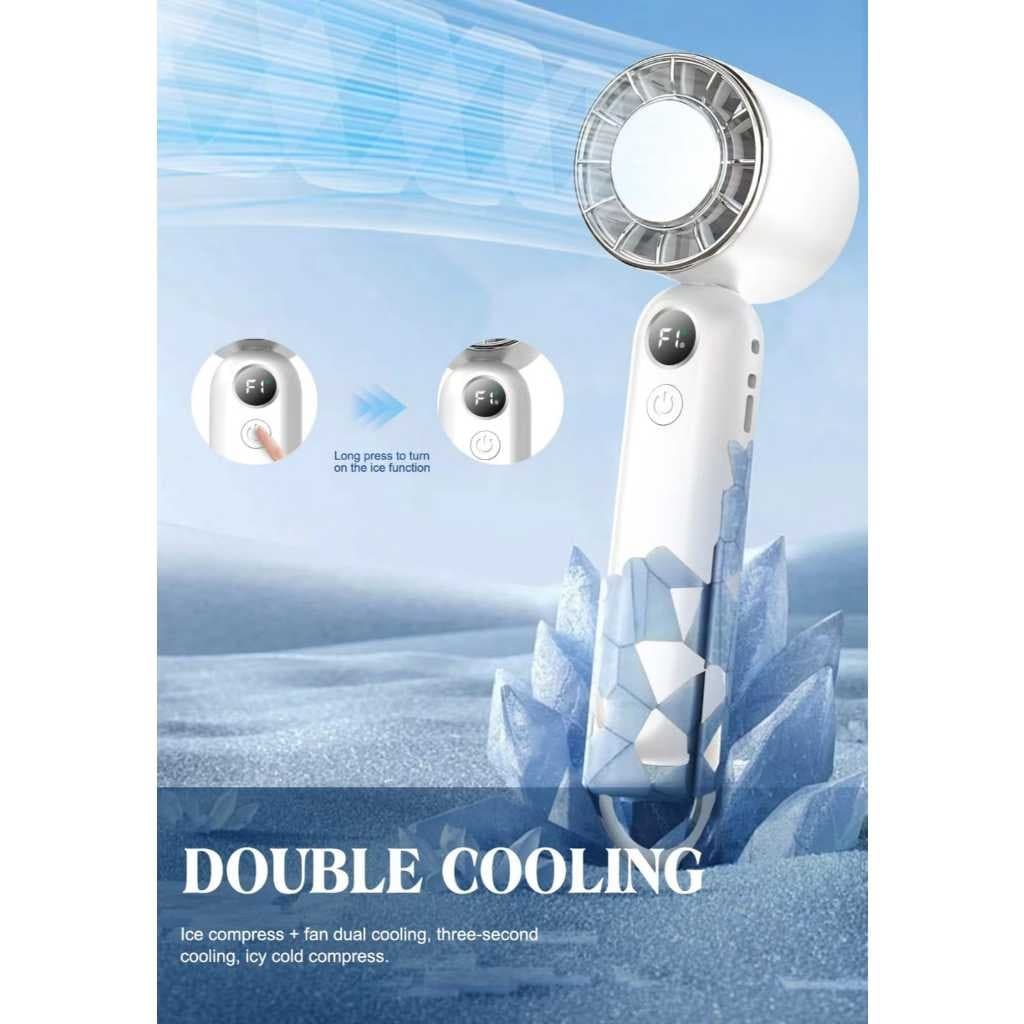 Kipas Angin Genggam LENYES LHF08 Mini Fan Portable 3 Speed Wind Adjustable LED Digital Display With Stand