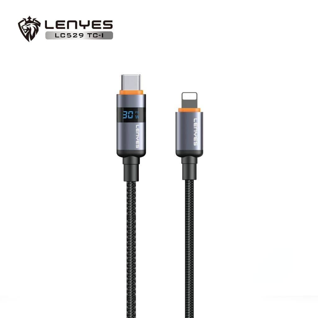 Kabel Data LENYES LC529 PD 30W 66W 100W Fast Charging Type C Lightning Data Cable Charger Braided Nylon 1 Meter