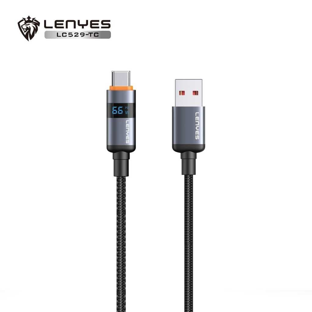 Kabel Data LENYES LC529 PD 30W 66W 100W Fast Charging Type C Lightning Data Cable Charger Braided Nylon 1 Meter