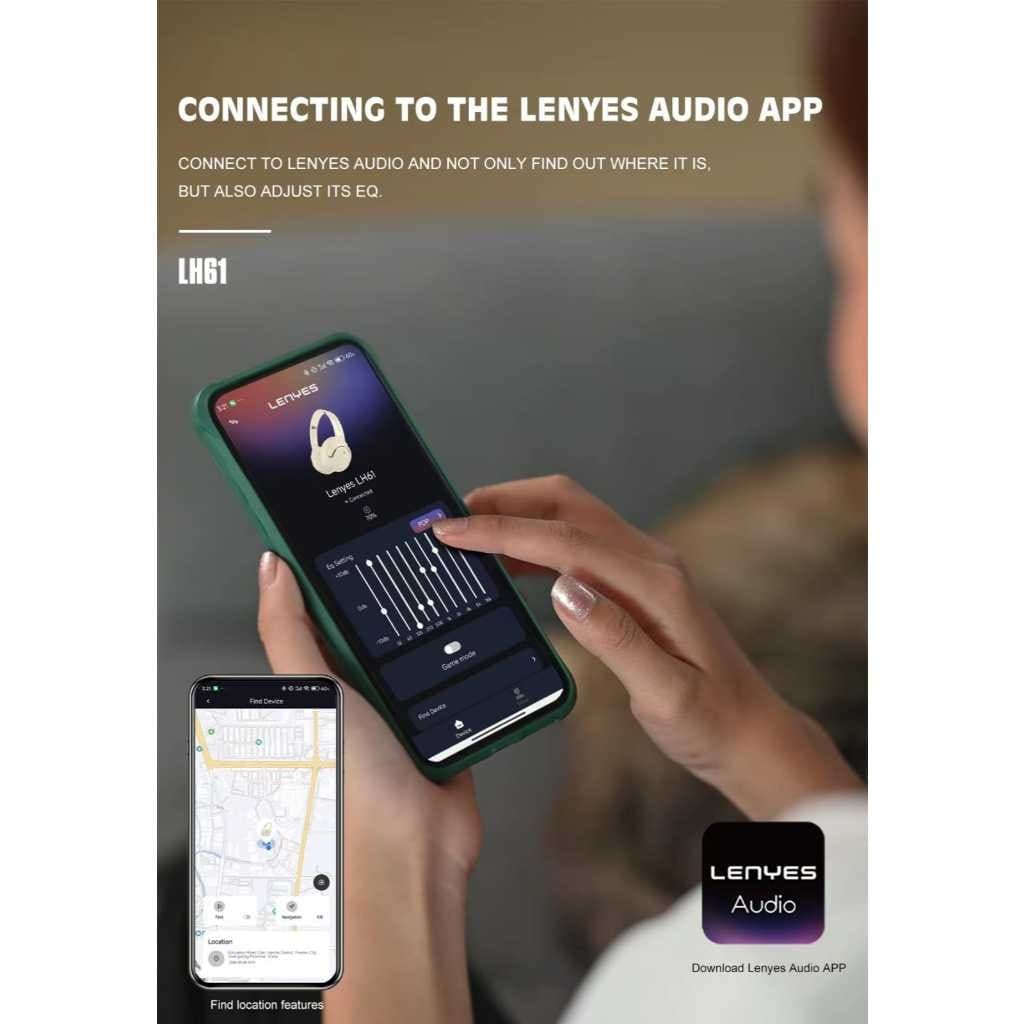Headset Bluetooth LENYES LH61 Wireless 5.4 Headphone Heavy Bass Hifi Stereo Headset Foldable With Mic