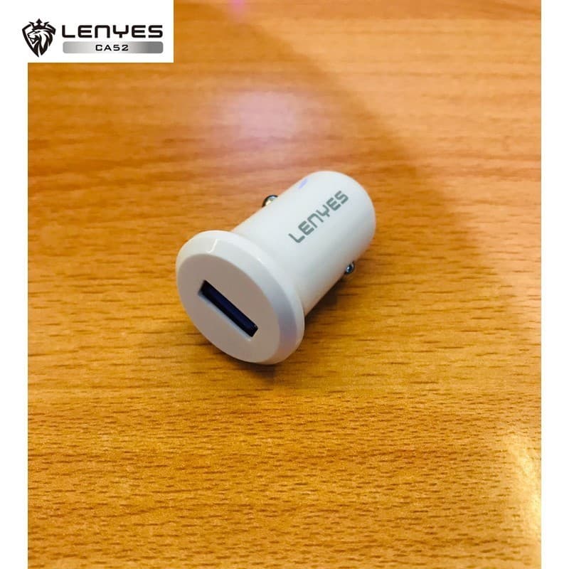 Mini Car Charger LENYES CA52 18W Fast Charging QC3.0 Port USB Adaptor Saver Mobil Untuk HP