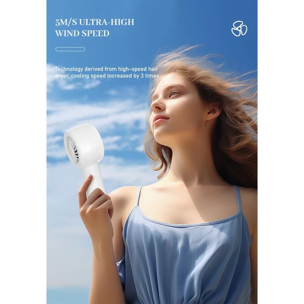 Kipas Angin Genggam 1200mAh LENYES LHF07 Mini Fan Portable 5 Speed Wind Adjustable LED Digital Display