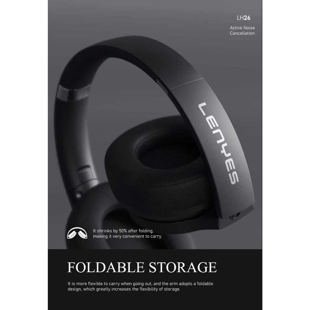 Headset LENYES LH26 Wireless Bluetooth 5.4 Hybrid ANC Headphone Foldable Heavy Bass Hifi Stereo With Mic