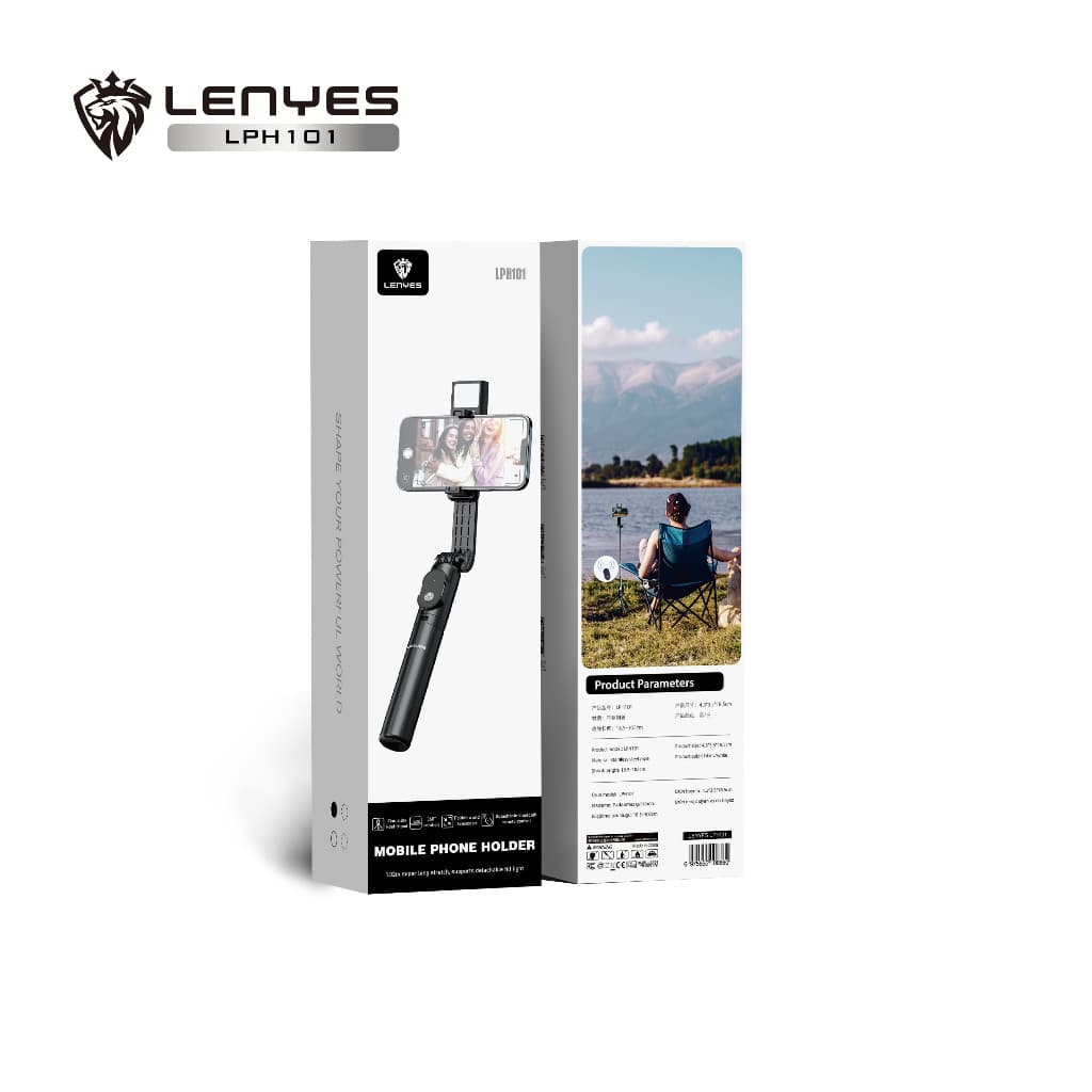 Tongsis Tripod Selfie LENYES LPH101 Kamera HP With Remote Bluetooth Lampu LED Stick Monopod Portable