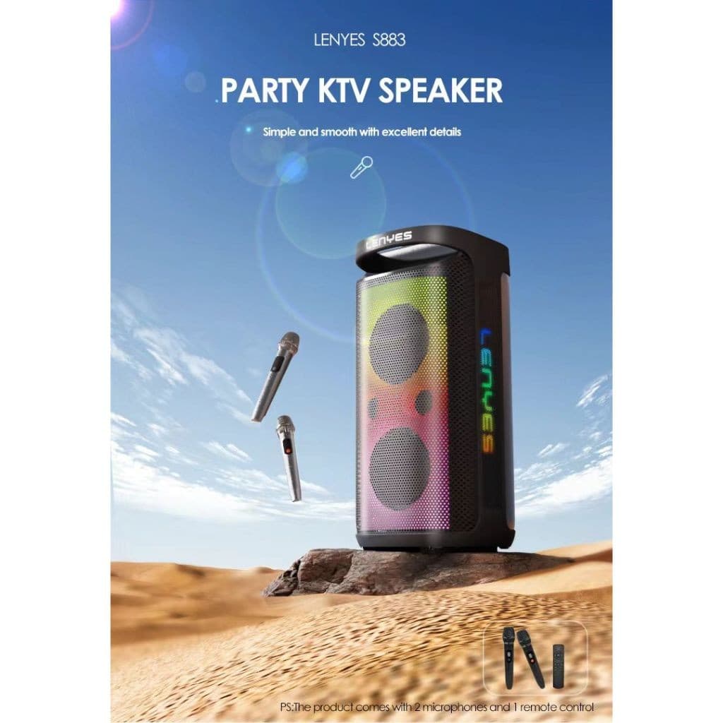 Speaker + Microphone LENYES S883 360W KTV Wireless Karaoke Bluetooth 5.3 RGB LED Light Waterproof IPX4 TWS