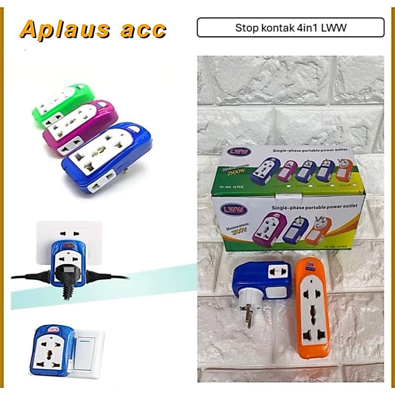Stop Kontak 4in1 LWW Batok Stop Kontak Portable Power Stop Kontak 4in1 2500W Serbaguna