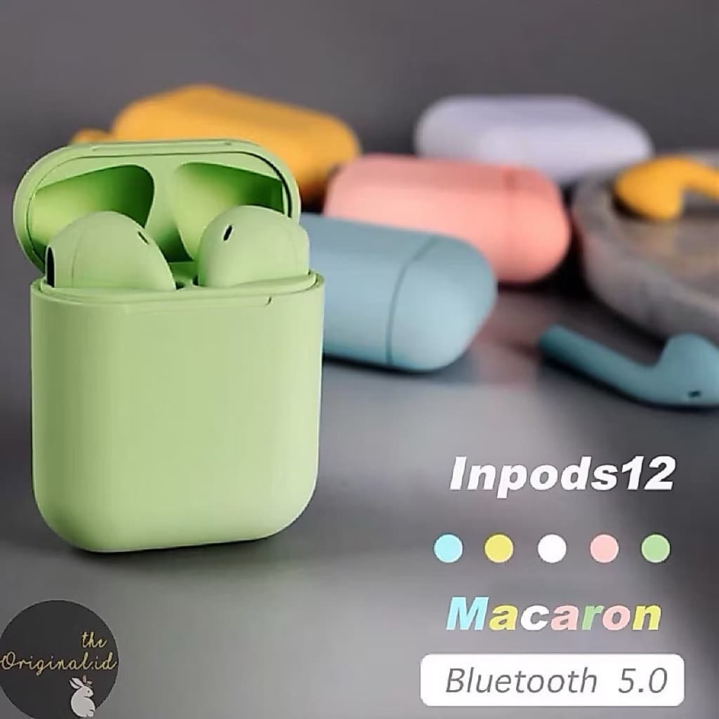 (GROSIRAN) Handsfree TWS Bluetooth i12 Macaron Wireless Headset Earphone Blutut Warna